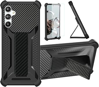 Aroepurt Case for Samsung Galaxy F54 5G Phone Case Stand Cover [with Tempered Glass Screen Protector] Hybrid Case [Folding Support Magnetic] [Frosted Anti-Fingerprint] Black