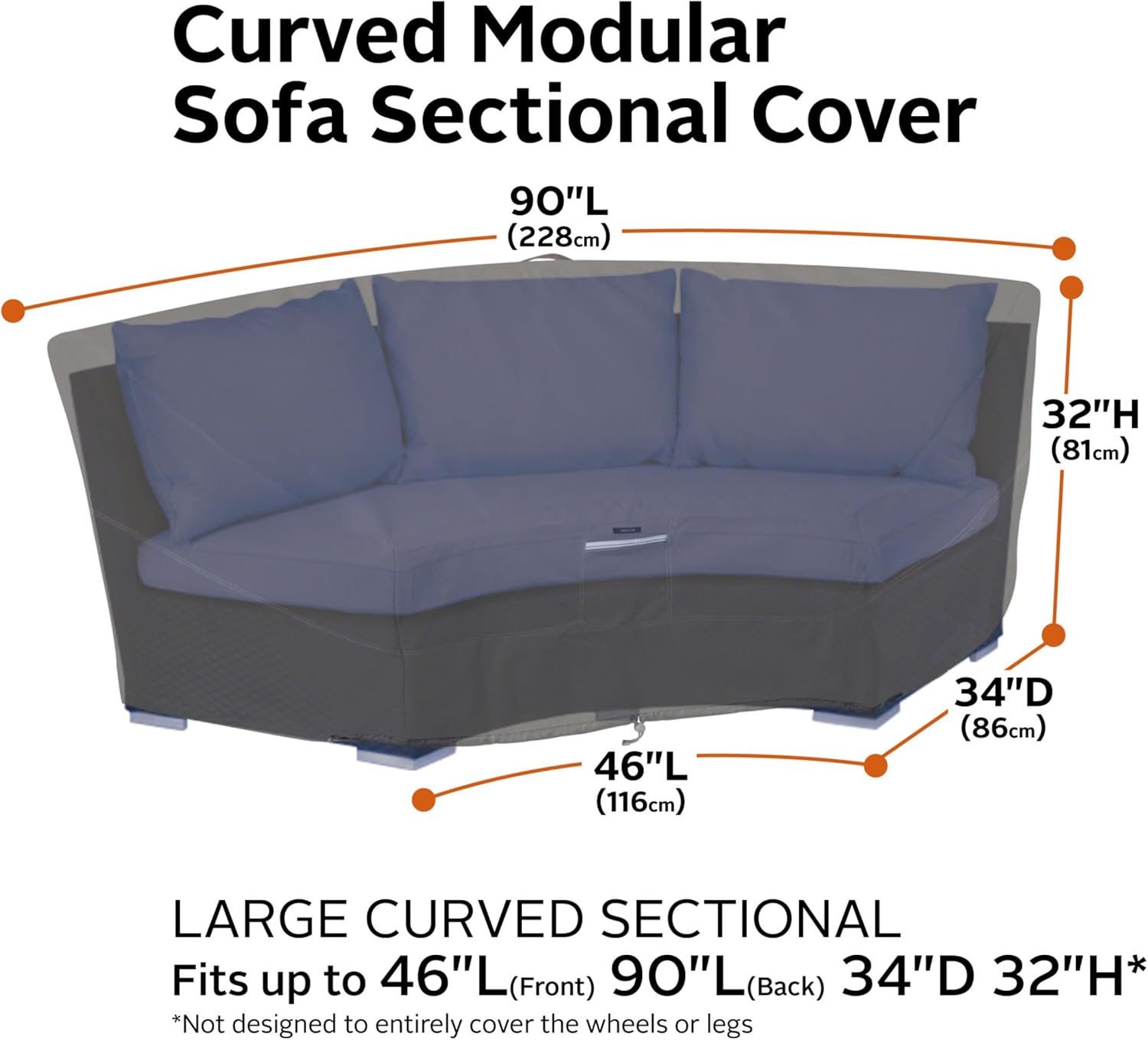 Classic Accessories Ravenna Water-Resistant 46 Inch Patio Curved Modular Sectional Sofa Cover, Patio Furniture Covers Taupe