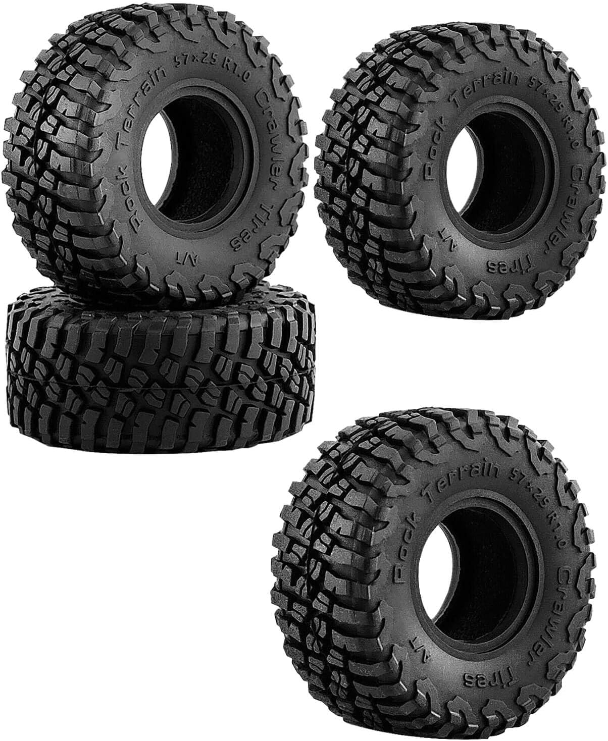 RC 1.0in Rubber Tires for 1/18 1/24 TRX4M,SCX24,FCX24 RC Crawler,4PCS RC Wheels Tires,Black
