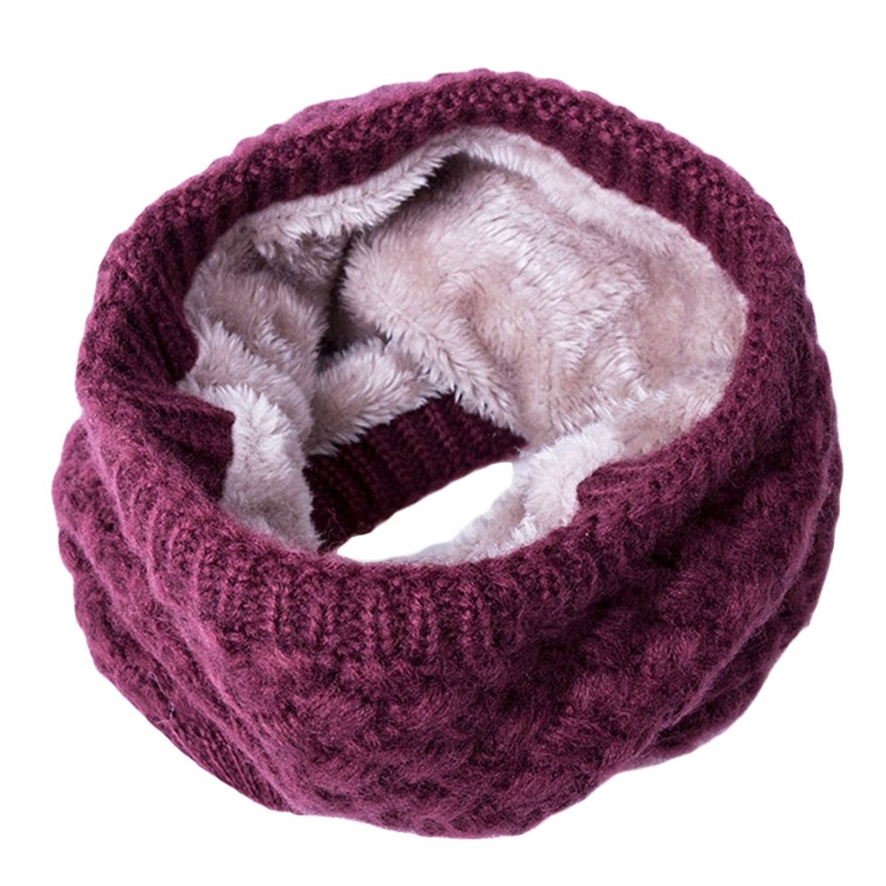 Greenlans Unisex Wine Red Women Man Fashion Soft Thermal Woolen Yarn Collar Winter Circle Neck Scarf