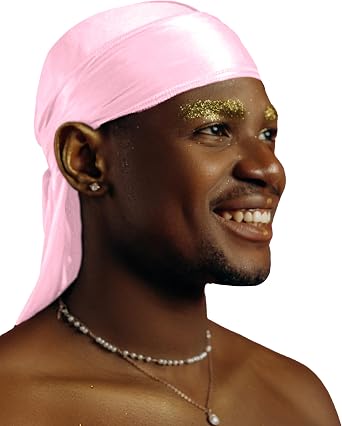 1 Pack Pink Silky Satin Durag Bundle 4 Pack Black Silk Durag