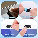 50pcs Couvertures de caméra pour ordinateur portable avant Slider, Black Ultra-Thin Webcam Cover Slide Webcam Protège votre vie privée & Sécurité pour les accessoires de tablette de téléphone de bureau portable