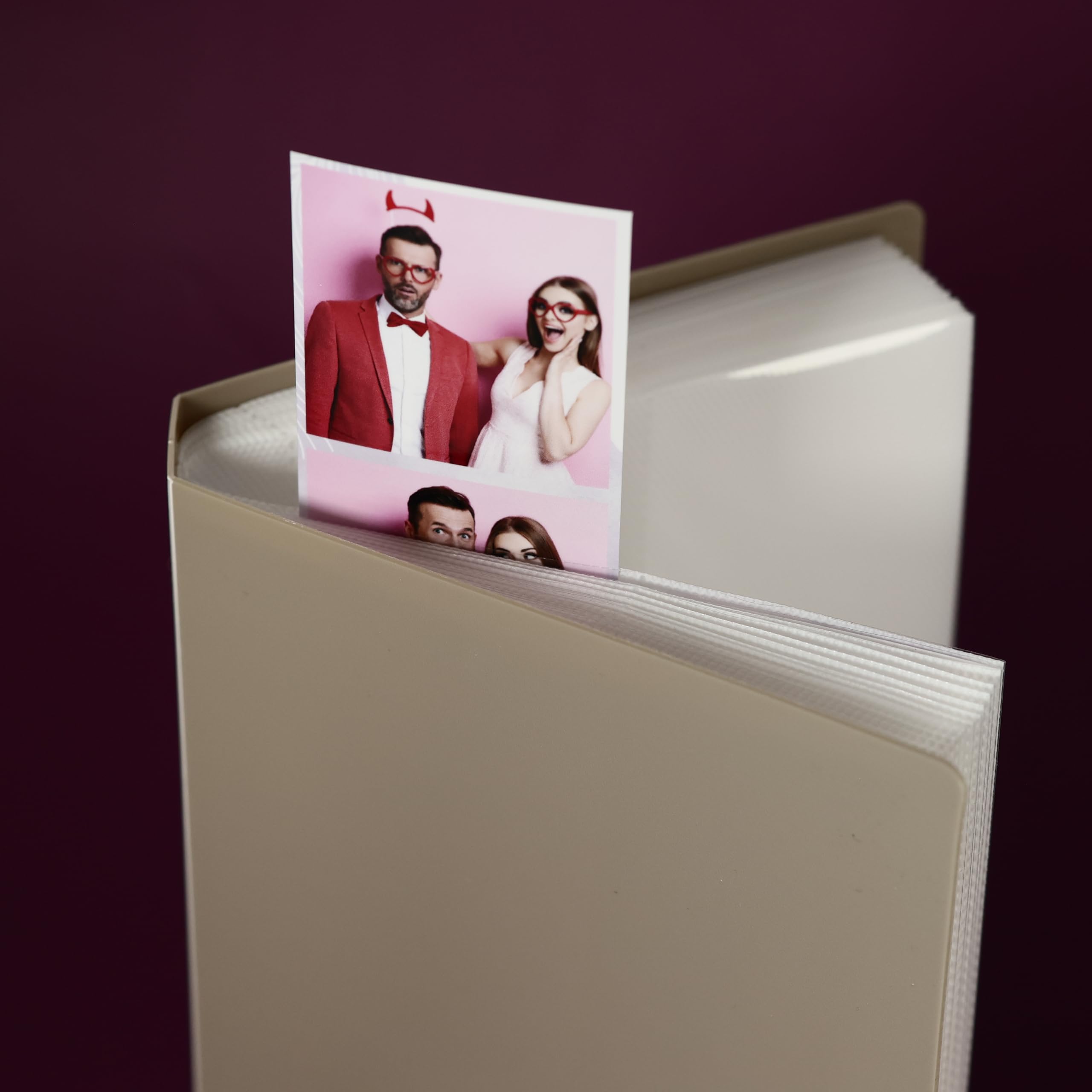 Photo Booth Photo Album - For Wedding or Party- Holds 120 Photobooth 2x6 Photo Strips - Slide In (2X6, GREIGE)