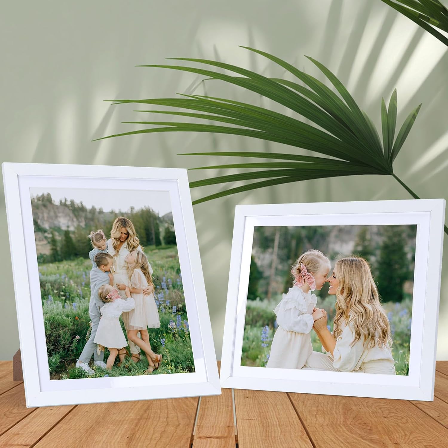 Lyeasw White 8x10 Picture Frame Set of 15, Display Pictures 8x10 with Mat or 9x11 without Mat, Multi Photo Frames for Wall Mounting or Tabletop Display