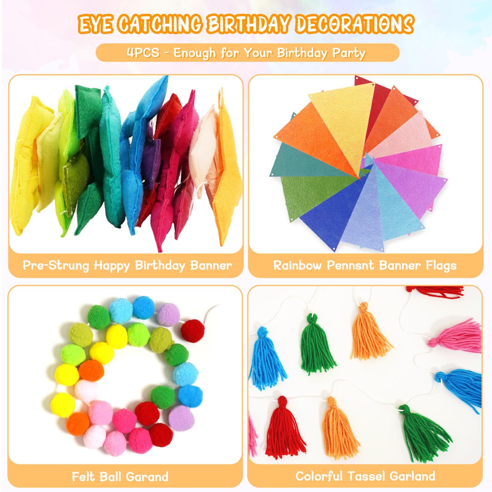 Happy Birthday Banner Kit - Pre-Strung Party Decorations -3
