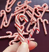 Vista 3 de Bastones de caramelo de arcilla rojos y blancos, bastones de caramelo de Navidad, bastón de caramelo sintético, palo de Navidad, mini polímero