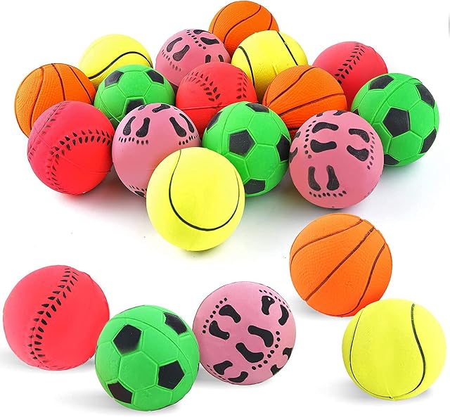 Bramble - 15 Pack Soft Rubber Toy Bouncy Balls Vibrant Colours for Interactive Kids Play and Small Dogs Throw Fetch Ball Game