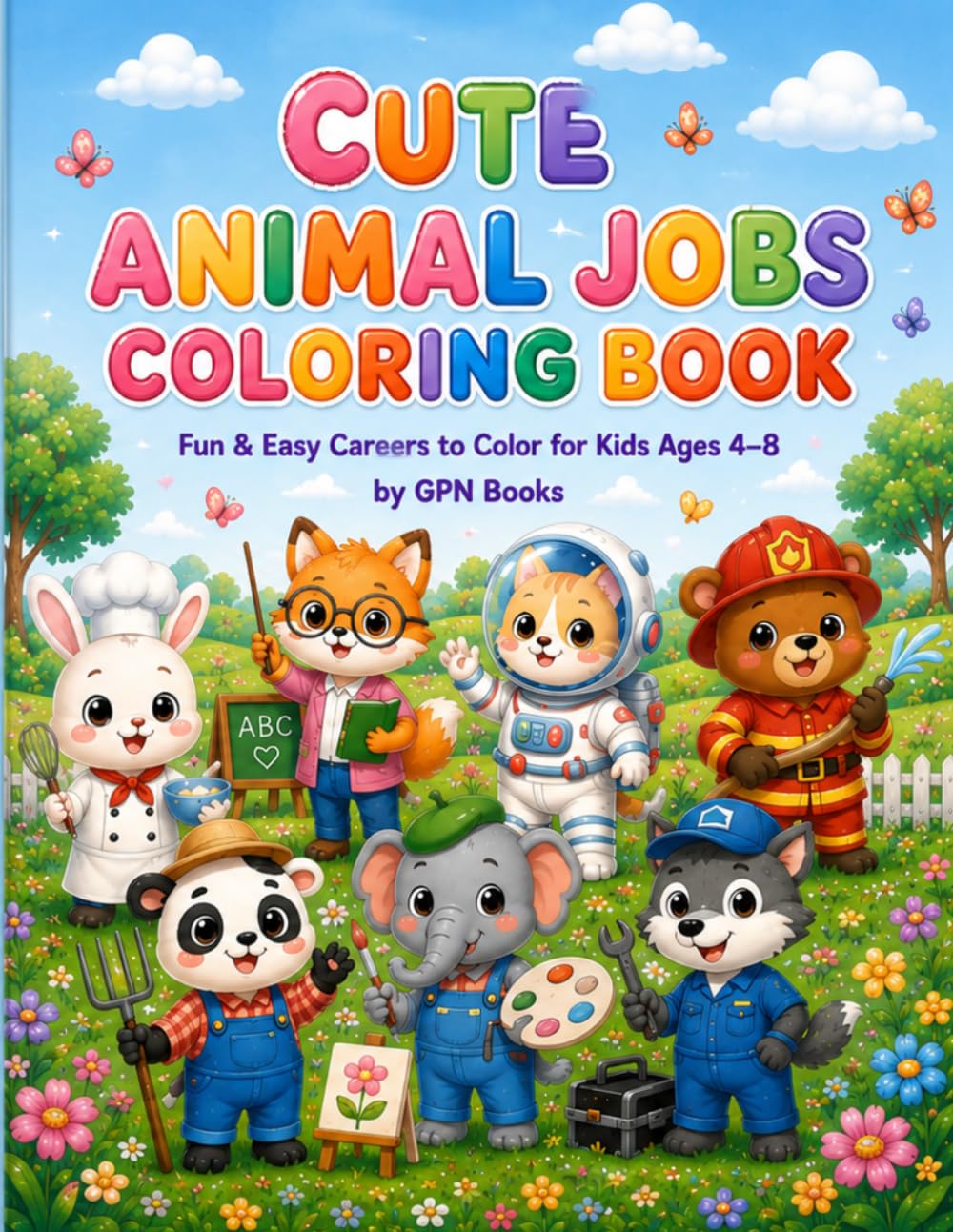 Cute Animal Jobs Coloring Book: Fun & Easy Careers to Color for Kids Ages 4–8