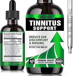 Tinnitus Relief for Ringing Ears - Natural Ear Ringing Relief Formula, Fast-Acting Tinnitus Relief Supplement for Improved Hearing, Reduce Ear Noise, 60ml, Safe for Men & Women