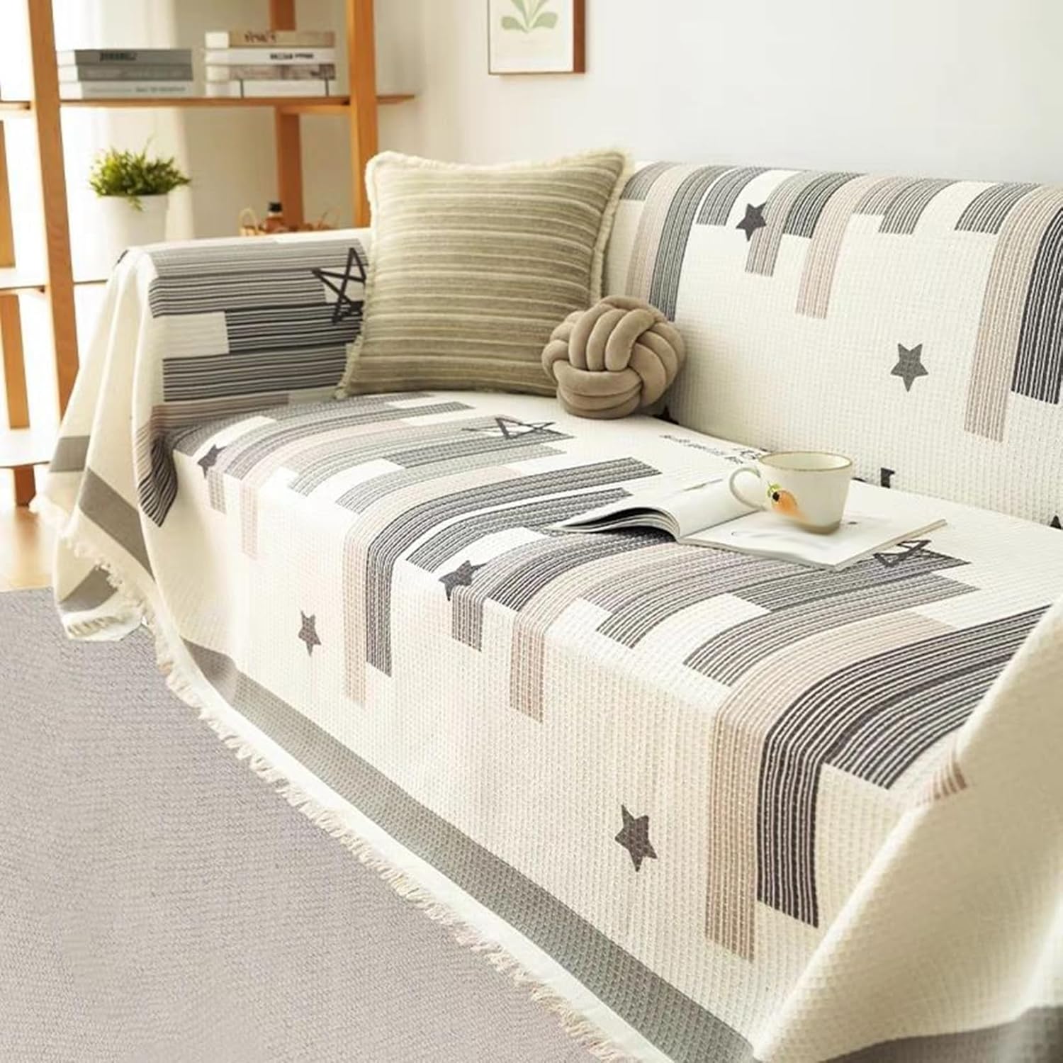 ソファーカバー ベットカバー 大判ブランケット マルチカバー 手編み