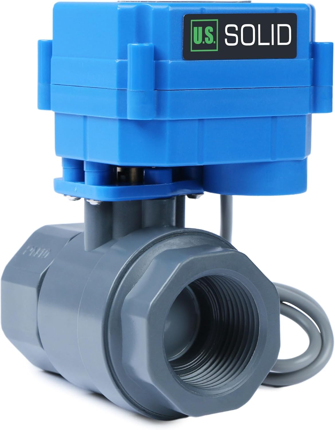 U.S. Solid 1 inch UPVC Motorized Ball Valve - Plastic Electrical Ball Valve with Full Port, 2 Wire Auto Return, 9-36V AC/DC, Normally Closed