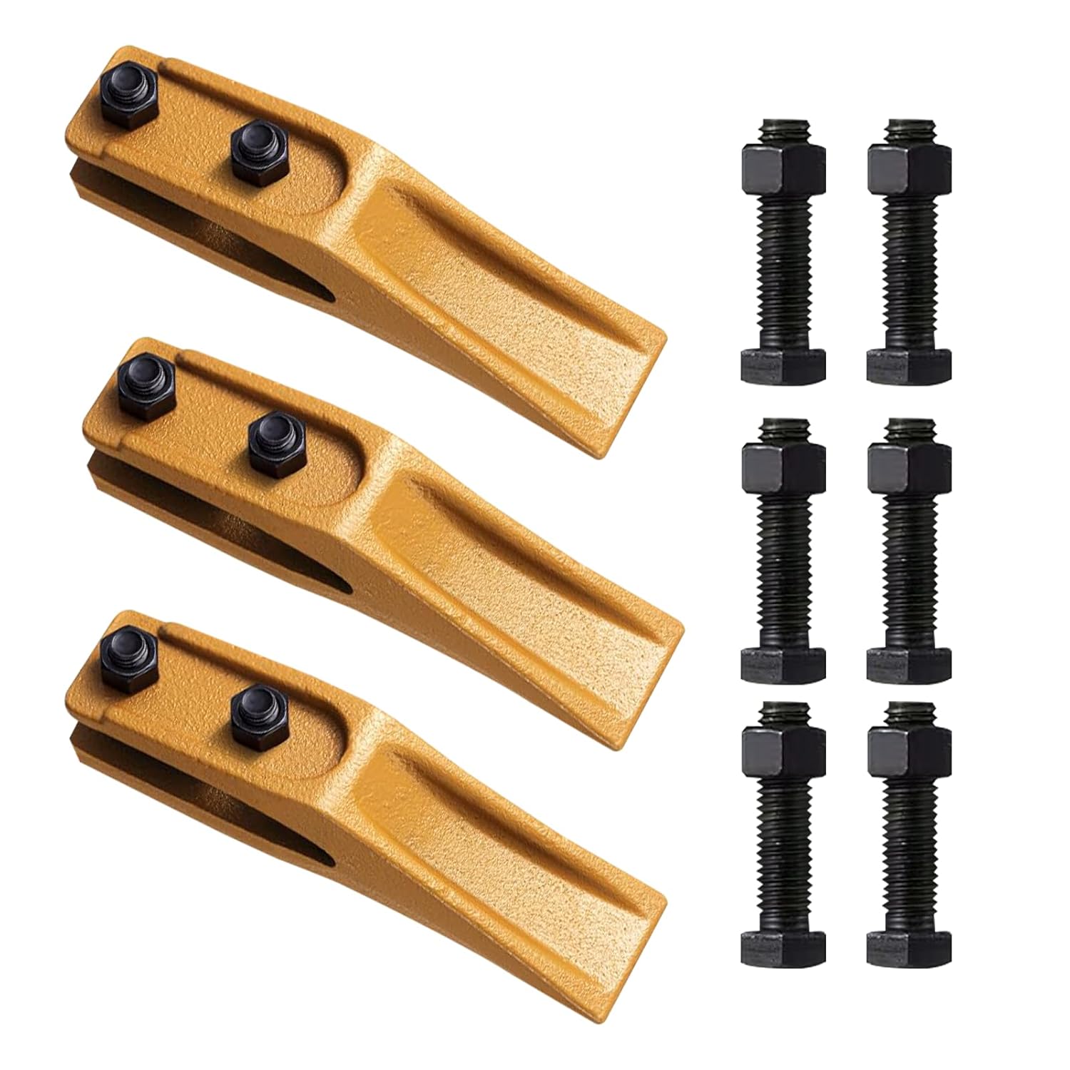 3 Set Heavy Duty High Hardness Trenching Bucket Teeth - Bolt-On Steel Replacement for Excavator Backhoe Skid Steer