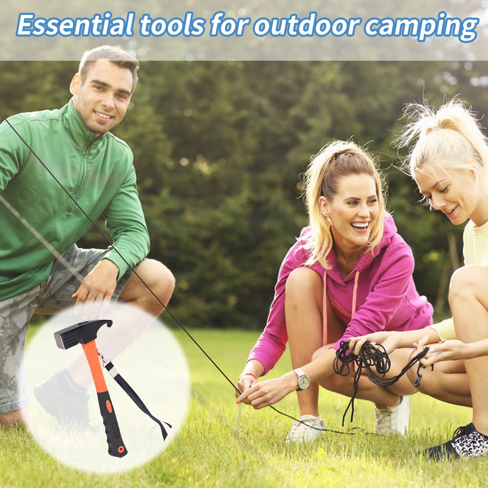 Multifunctional Aluminum Alloy Camping Hammer | Tent Stake Mallet & Nail Puller | High-Strength Carbon Steel Head | Rust-Proof | 31cm (12.2in) | For - View #2