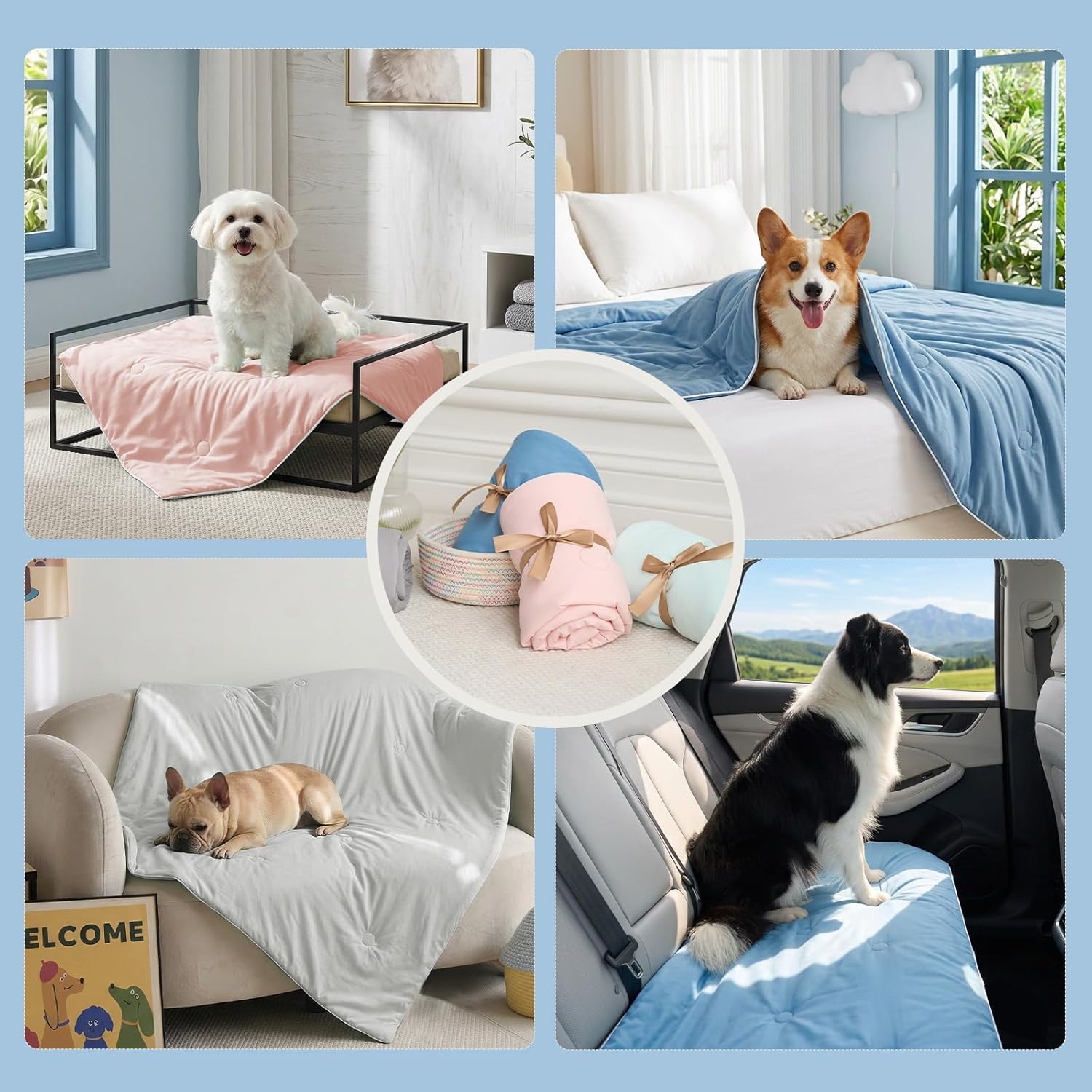 Soulbond Cooling Blanket for Extra Large Dogs - Q-MAX>0.45, Washable Cool Pet Cats Throw Blanket for Hot Weather, Self-Cooling Soft Dog Mat for Bed Crates Couch Sofa Cars(50"x60", Dark Gray)