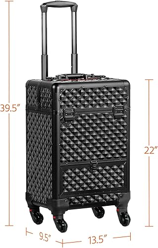 Miniatura 5 de Topeakmart Estuche de viaje profesional con ruedas extraíbles, con ruedas extraíbles, con ruedas extraíbles, con cerradura y cajón grande