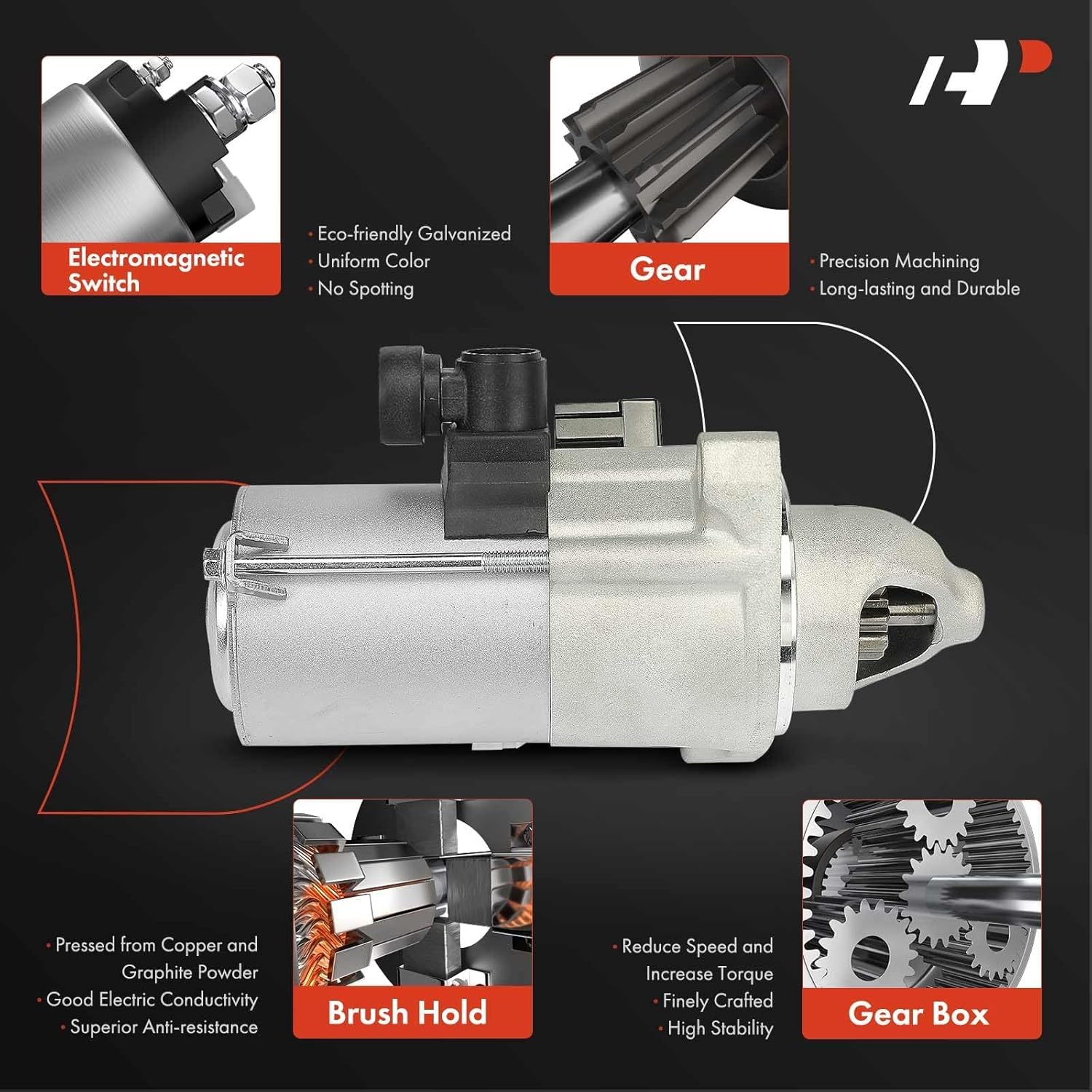 A-Premium Starter Motor Compatible with Honda Accord 2013 2014 2015 2016 2017 L4 2.4L, CR-V CRV 2015 2016 L4 2.4L, 1.6KW 12V Clockwise 9-Teeth, Replaces# 31200-5A2-A51, SM740-09, SM74009, 410-54248R