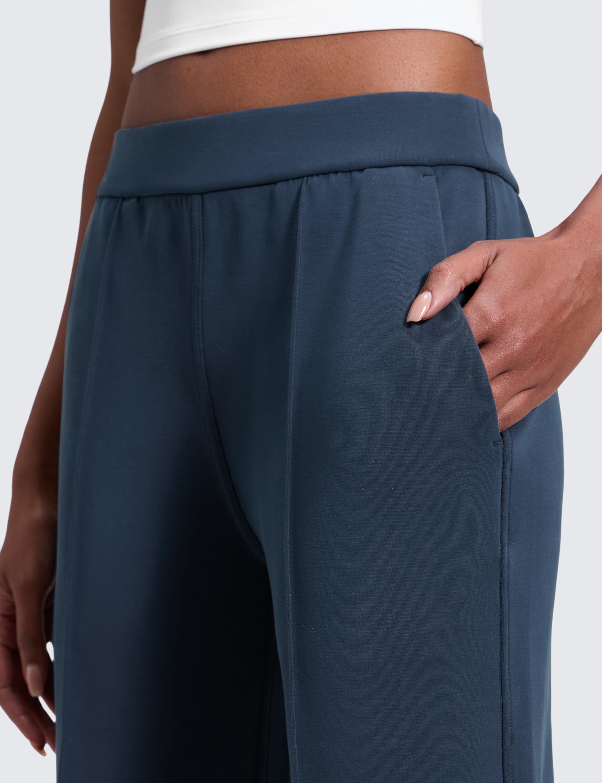 CRZ YOGA SoftAura Pantalón de Pinzas 76cm | Casual, Textura Aterciopelada, Modal, Pierna Recta, Bolsillos, para Mujer