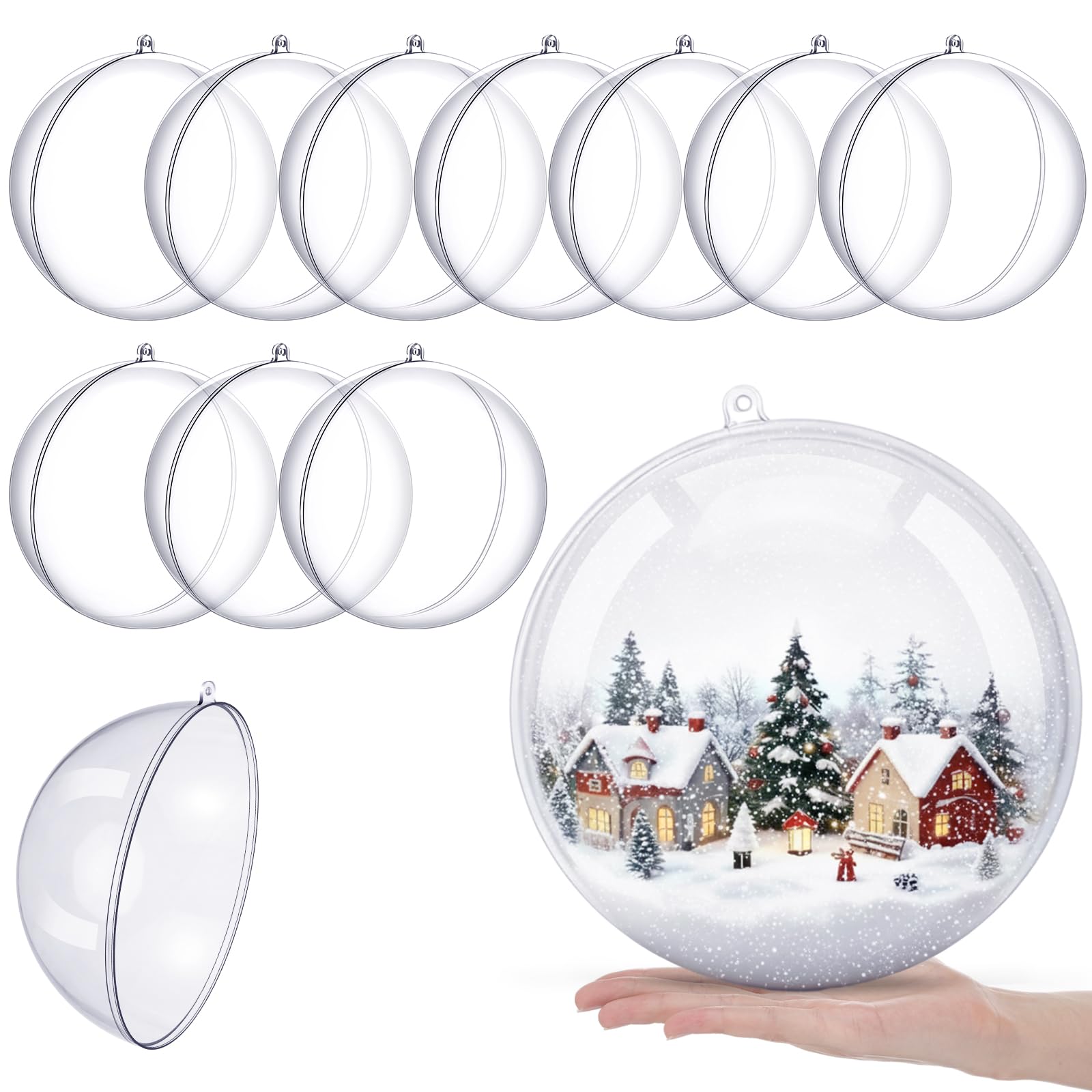 Photo 1 of Syhood Clear Fillable Ball Ornaments, 10 Pcs, 7.87 Inch