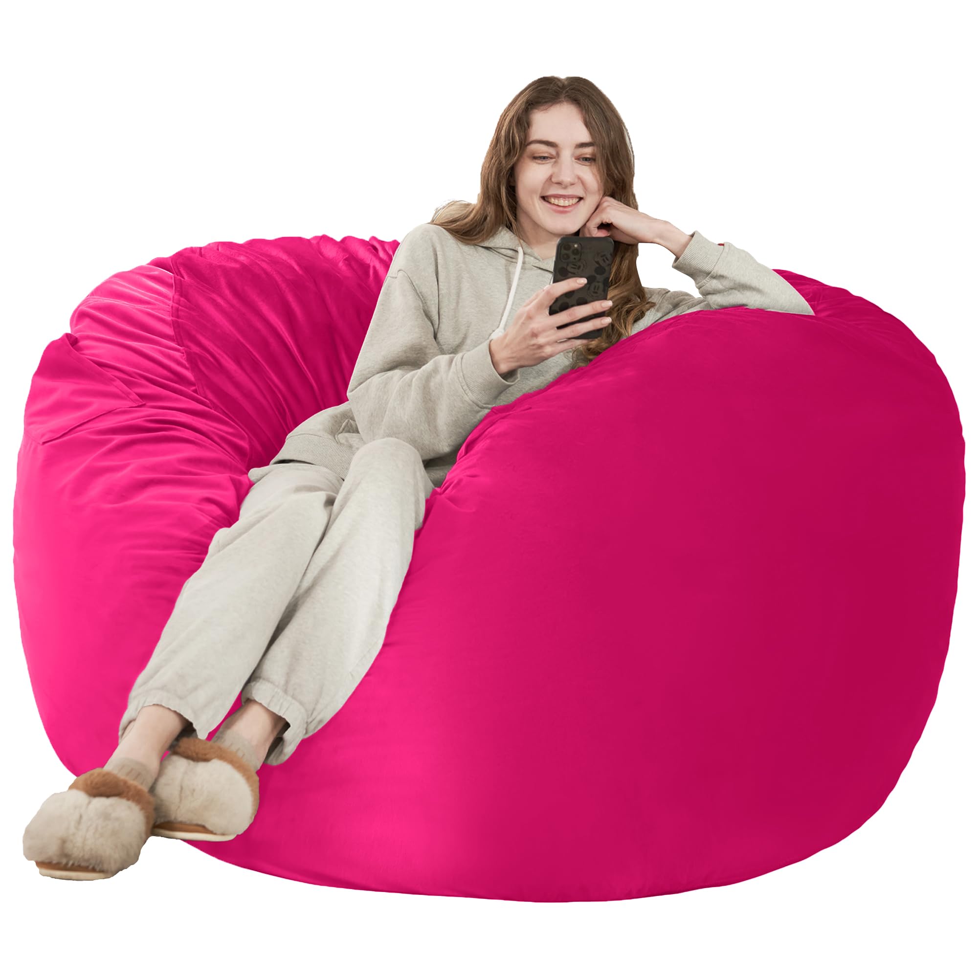 Bean Bag Chair: Giant 4' Memory Foam Furniture Bean Bag Chairs for Adults with Microfiber Cover 4Ft (Hot Pink)