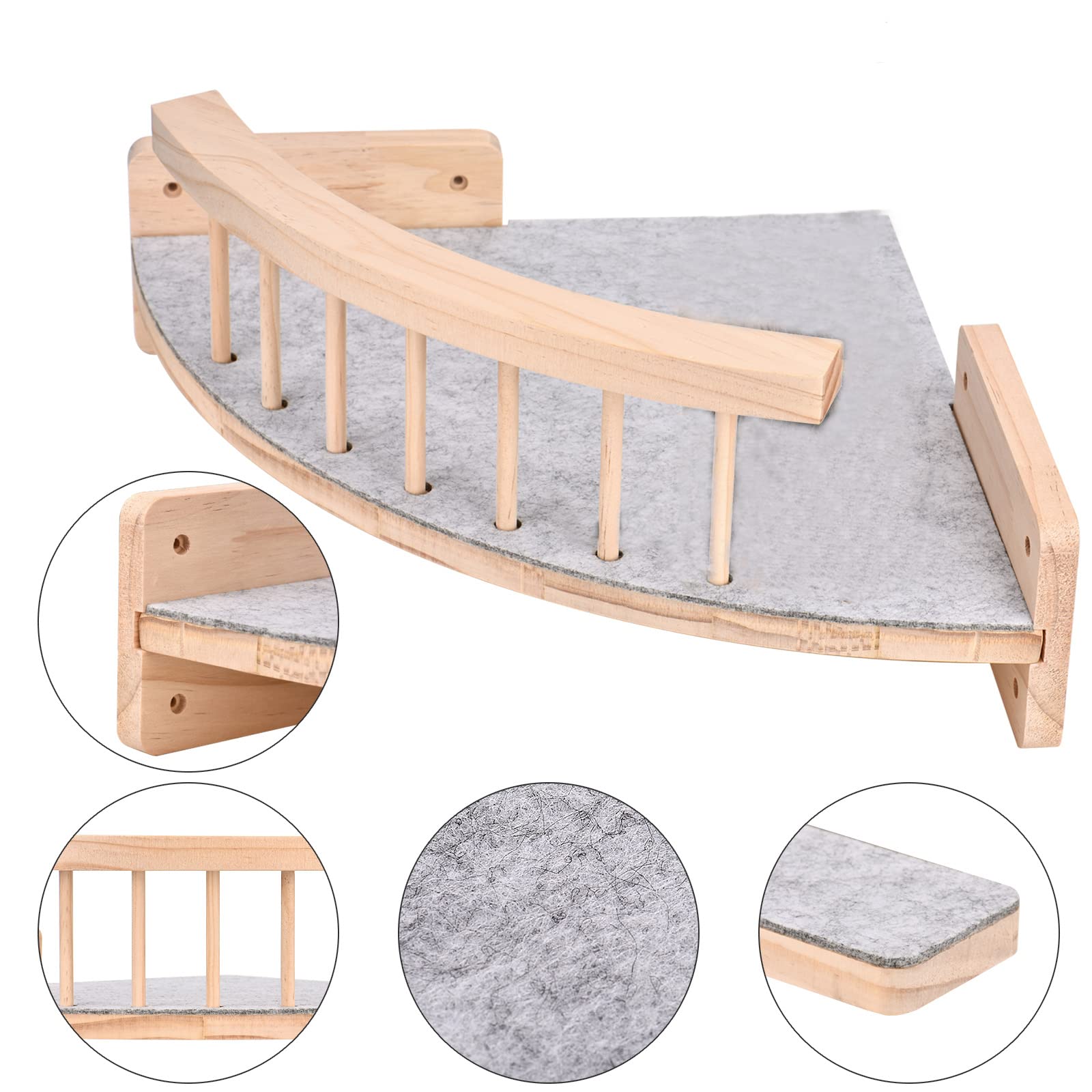 Parete da arrampicata per gatti con 3 livelli, scala per gatti, scaffali e perche, mobili da parete per interni con peluche (tipo A)