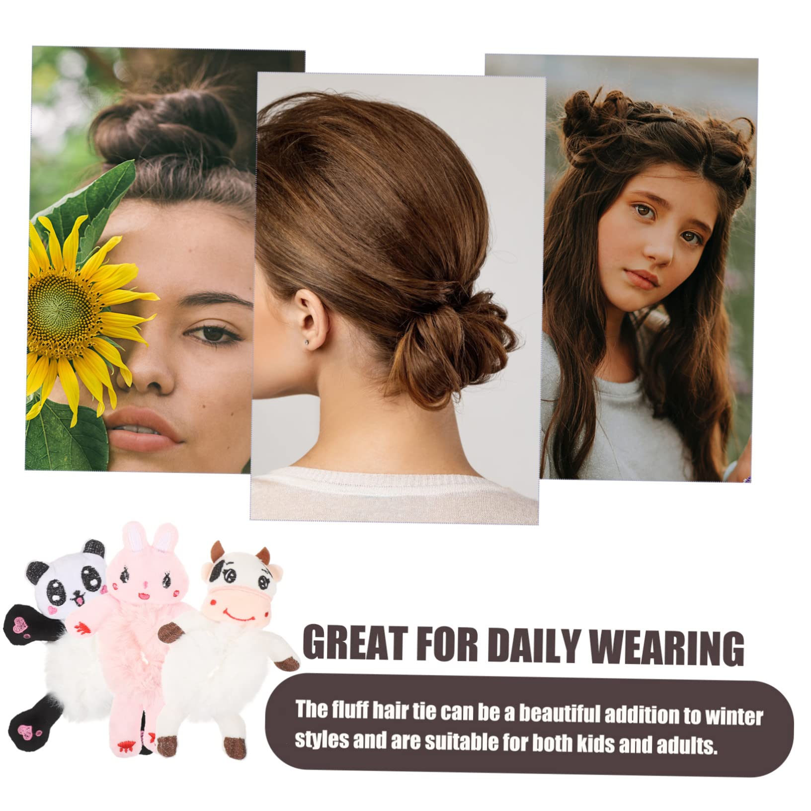 Healeved 18piezas Coleteros De Animales De Peluche Para De Cabello Diseño De Panda Conejo y Accesorios Elásticos Para Peinados