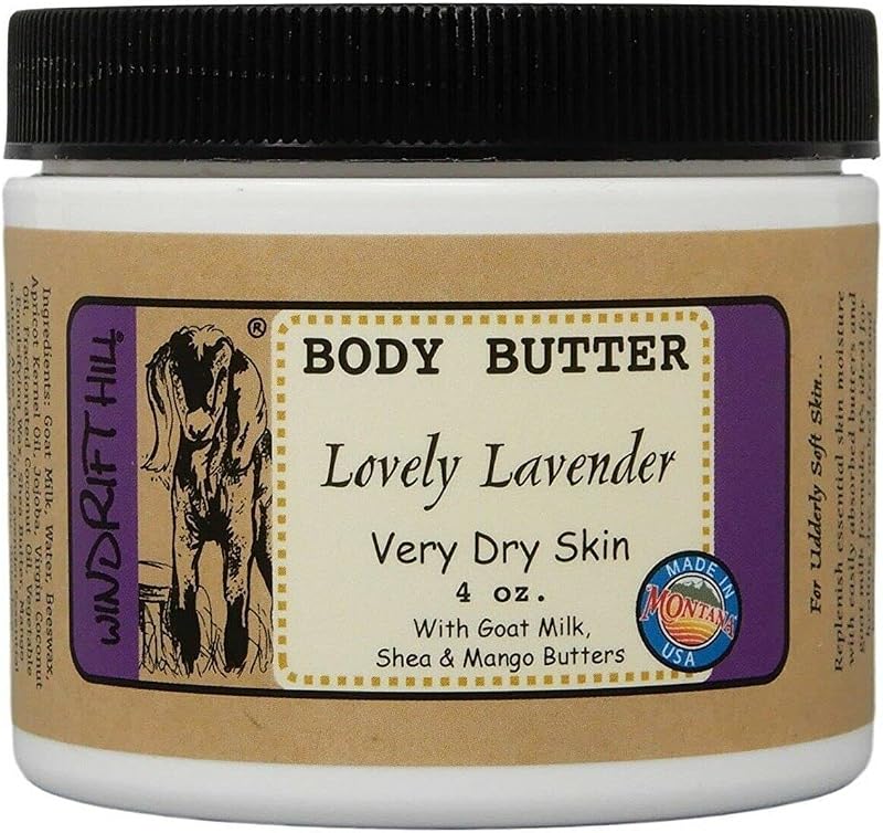 Manteiga corporal Windrift Hill com leite de cabra, manteigas de karité e manga e fragrância de lavanda, 113 g