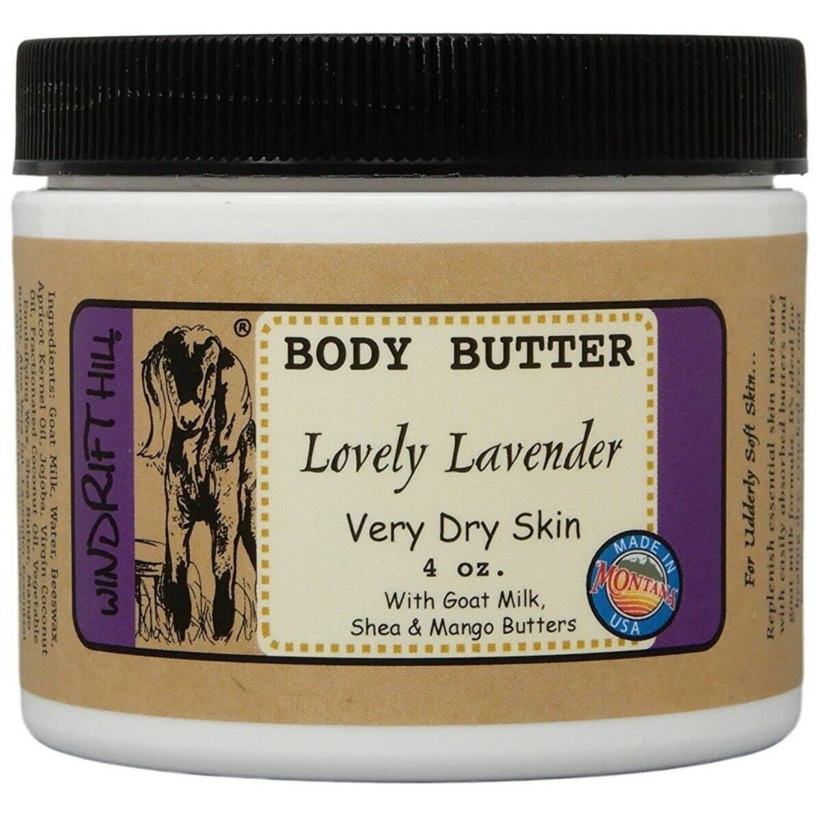 Windrift Hill 4oz Body Butter Moisturizing Lotion For Very Dry Skin (Lively Apricot)