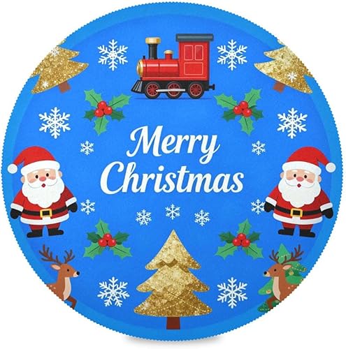 Merry Christmas Dark Blue Round placemats for Dinner Table placemats Plates 15x15 in individuales para comedor