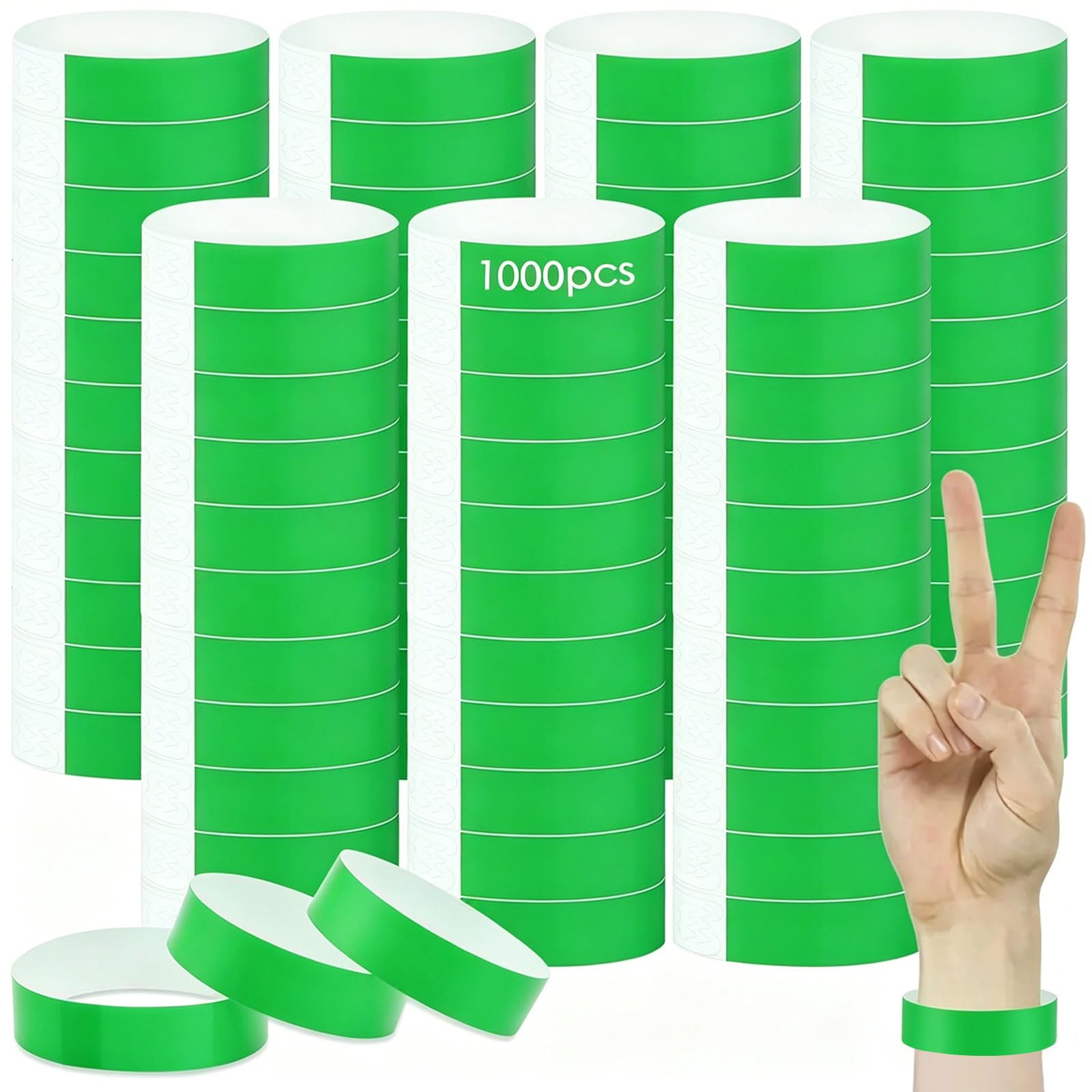 1000 PCS Wristbands for Events, Waterproof Paper Event Wrist Bands, Entrance Wristbands for Parties, Music Festivals, Concerts, Clubs and Competitions (Green)