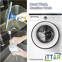 Vista 6 de Kit de lavado de ventanas giratorio ITTAR, escobilla limpiadora de ventanas con barra de extensión de 152 cm, escobilla de goma y combo de 2