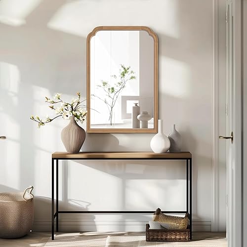 Vista 184 de WallBeyond Espejos de baño de madera para montar en la pared, espejos de pared con marco de madera rústica de 16 x 20 pulgadas, espejos de pared