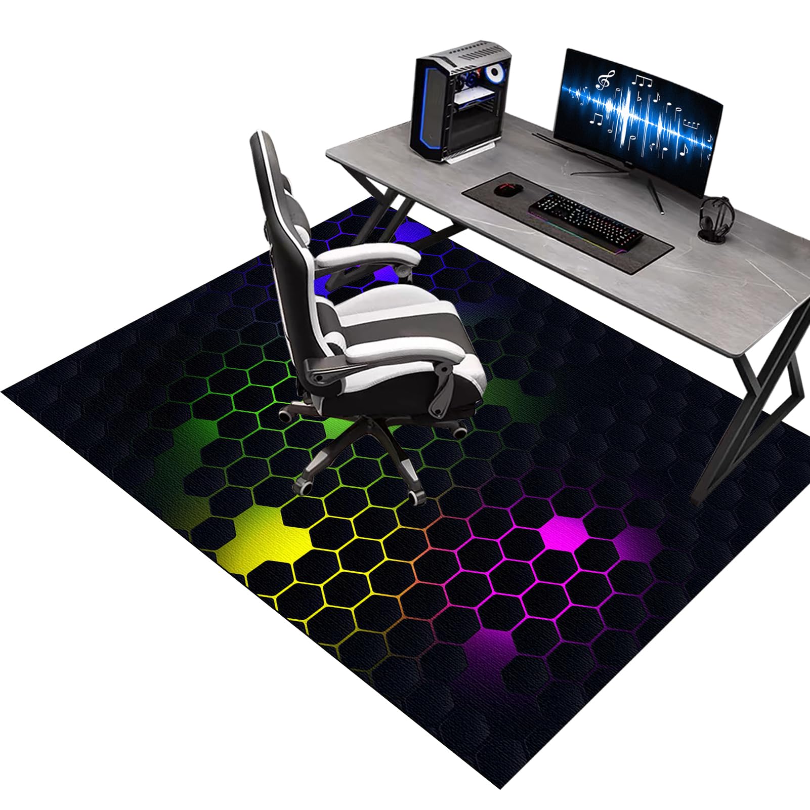 Heavy Duty Office Gaming Chair Mats for Carpeted and Hardwood Floor, Office Chair Mat for Carpet, Floor Protectors for Rolling Chairs, Desk Chair Mat for Carpeted Floors, Protector Rug 100 x 120 cm