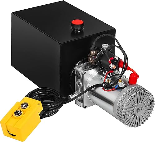 Mophorn Remolque volquete de 12 V depósito de acero de acción única de 13 cuartos de galón unidad de potencia de 3200 PSI con control remoto bomba