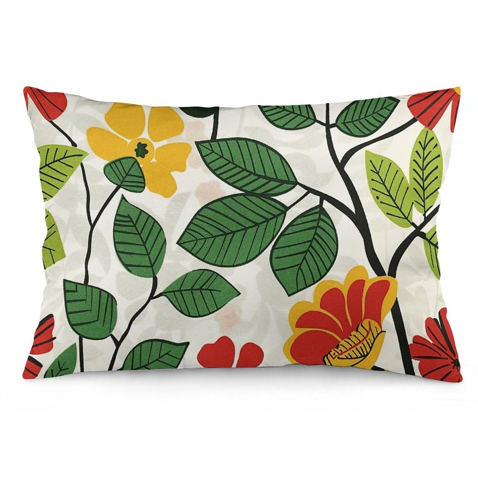 2 Pack Pillow Cases for Hair and Skin, Soft Breathable Pillow Case Covers with Hidden Zipper, Red and Yellow Leaves Pillowcase 12 "x20 Pillow Covers for Sleeping Gift