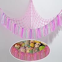 Vista 1 de Hamaca de red bohemia de almacenamiento de animales de peluche de macramé para animales de peluche con red ligera para mascotas para animales