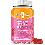 One A Day Teen Girls Daily Essentials Multivitamin Gummies, Teen Girl Multivitamins with Biotin, Vitamin B12 and B6, Vitamin C, Raspberry Natural Flavor, 120 Gummies