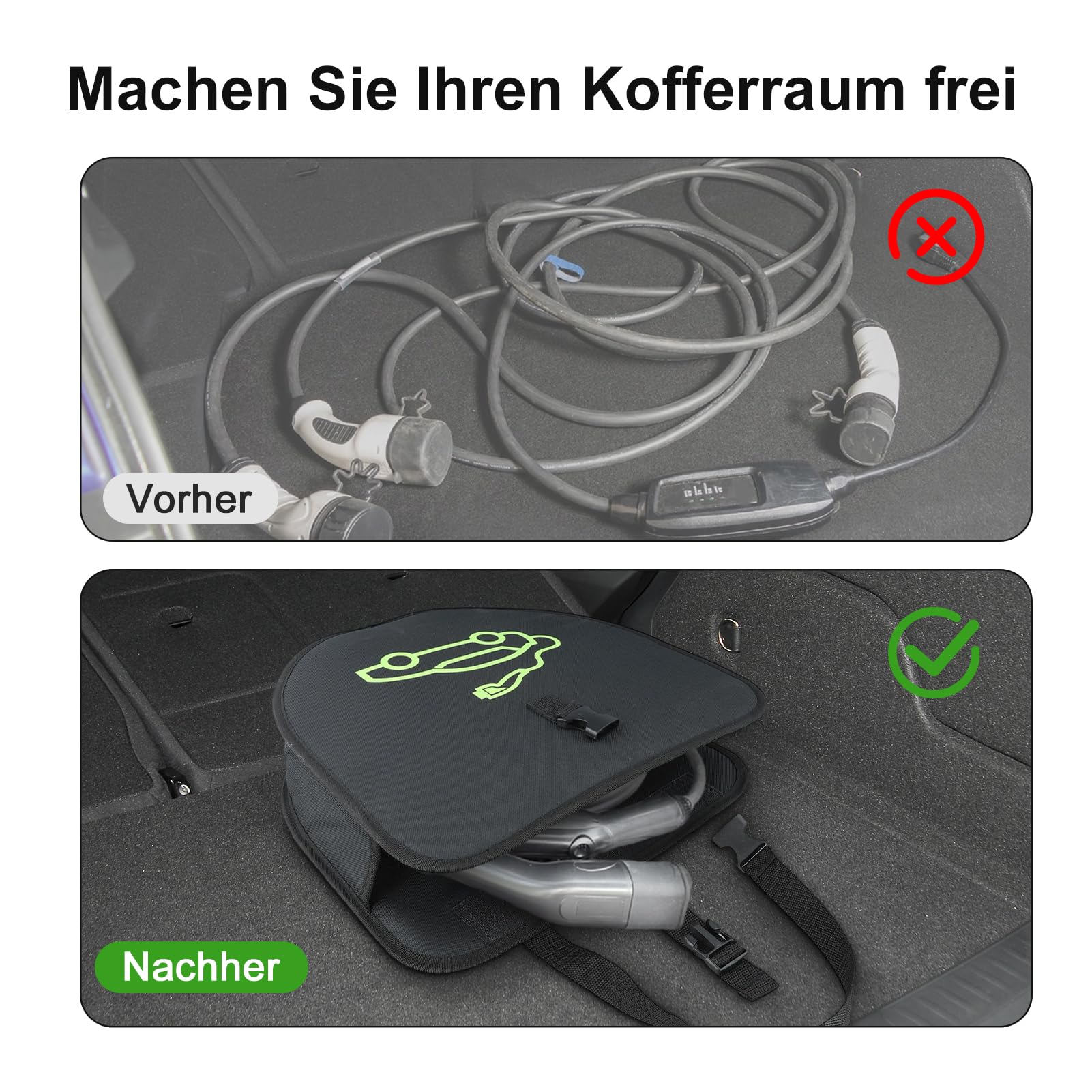 Étui de rangement pour chargeur de voiture électrique, sac de cordon de charge EV, tissu Oxford 600D imperméable, sac de rangement pour ligne de charge de véhicule d'énergie