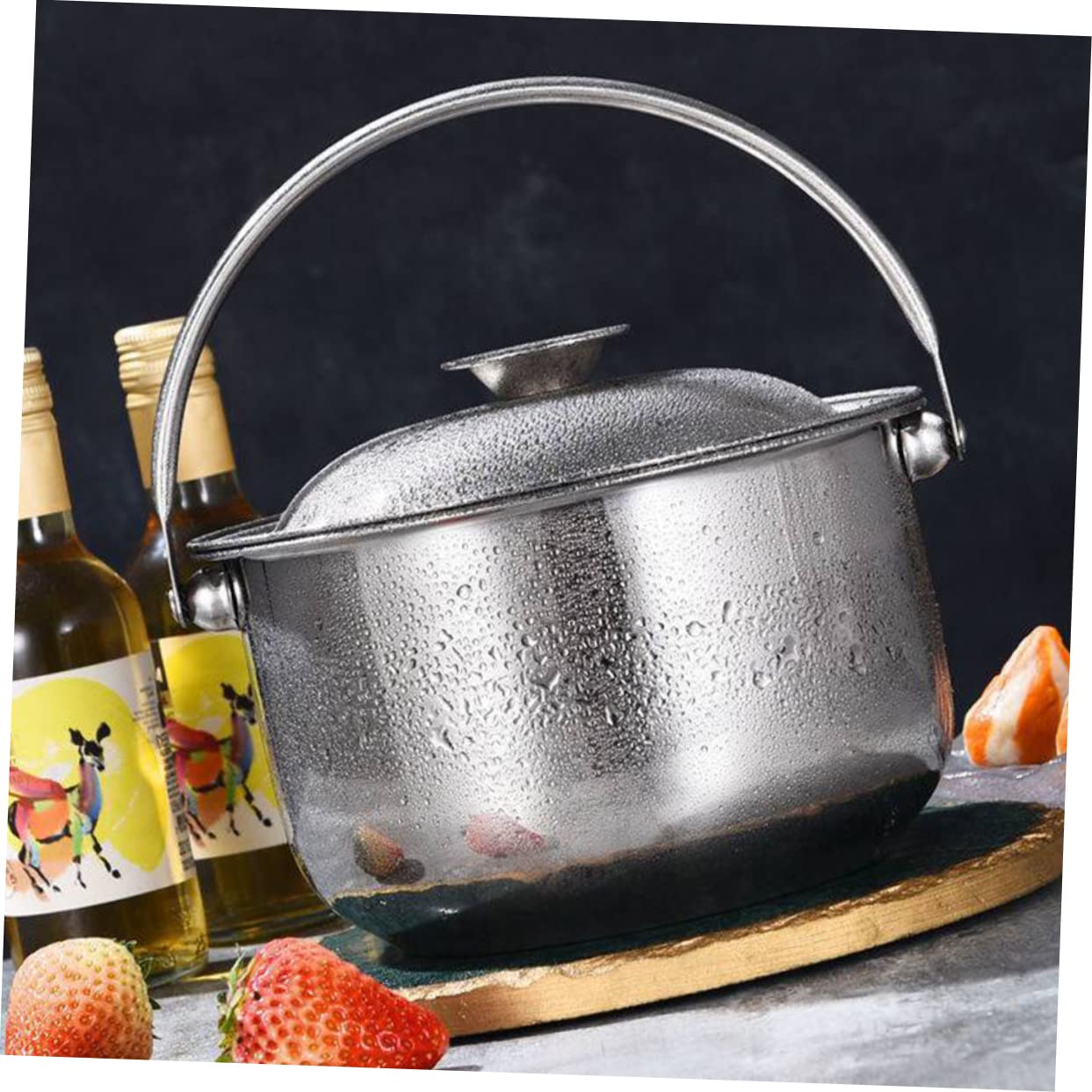 Petite Casserole/marmite En Métal Avec Couvercle Fonte - 13cm, Double Poignée, Pour Induction Et Gaz