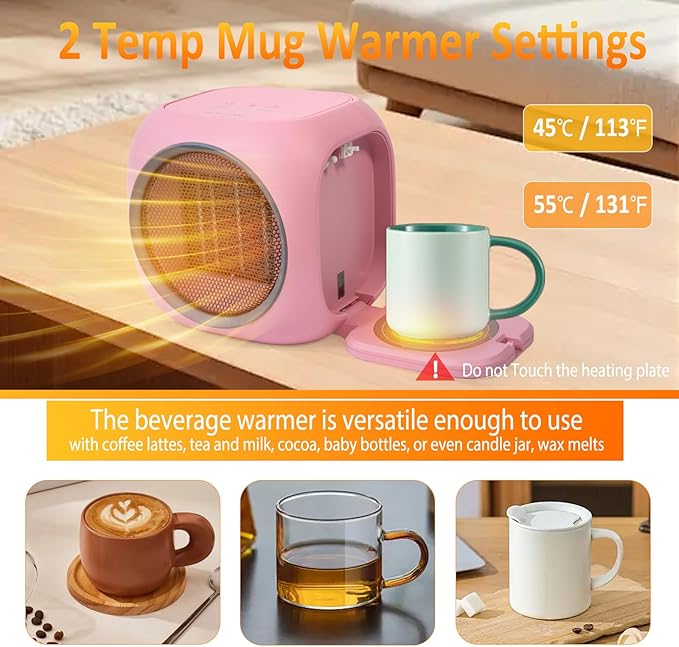 Calefactor Eléctrico Portátil Cerámico PTC 800W 120V con Calientatazas miniatura 4