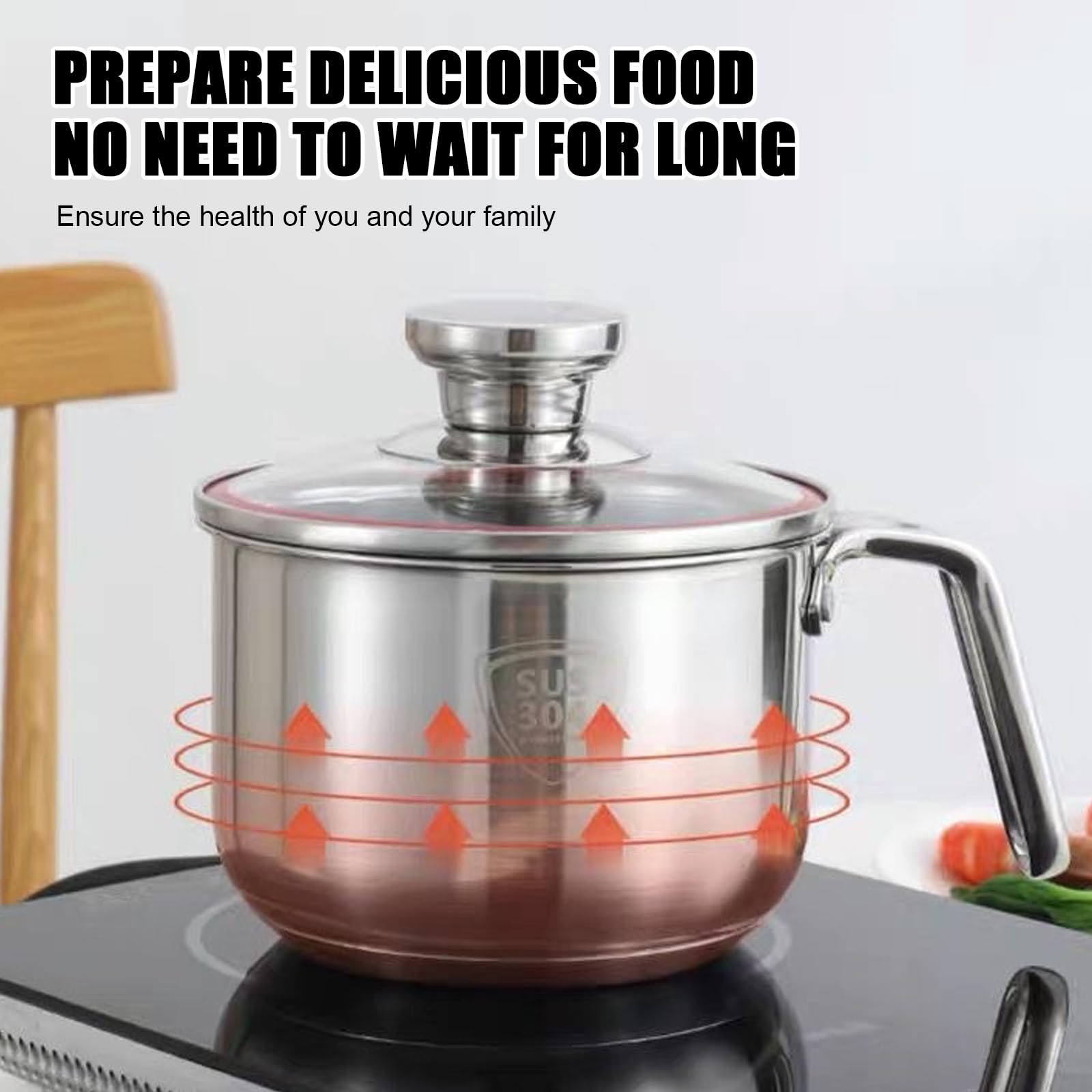 Casserole à Lait En Inox Avec Couvercle Verre - 1,25 Litre - Compatible Induction - Idéale Pour Sauces, Lait, Chocolat