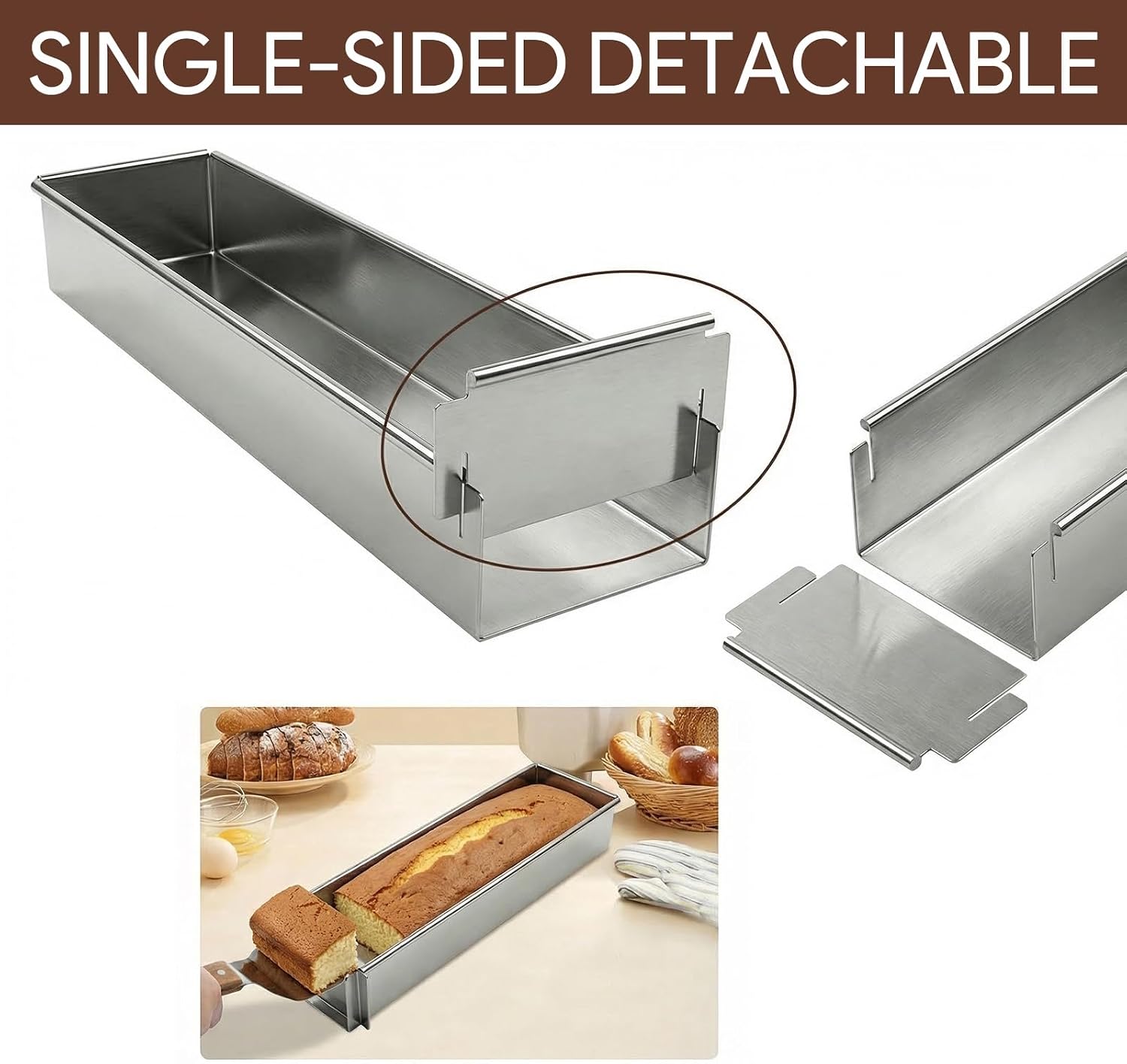 Tiramisu Pan, Rectangle Cake Pan with Removable Frame & Non-Stick Coating, Rectangle Cake Pan for Cheesecake, Mousse, Lasagna, Baking Tray for Home & Commercial Use