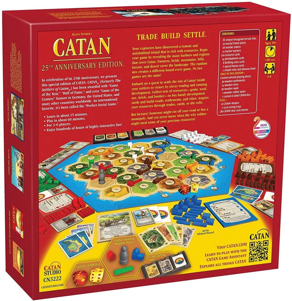 CATAN Board Game 25th Anniversary Edition | Includes The Base Game and The 5-6 Player Extension | Family Board Game | Board Game for Adults and Family | for 3 to 6 Players | Made by Catan Studio