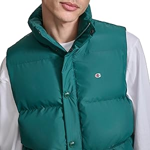 Champion Mens Puffer Vest With Logo