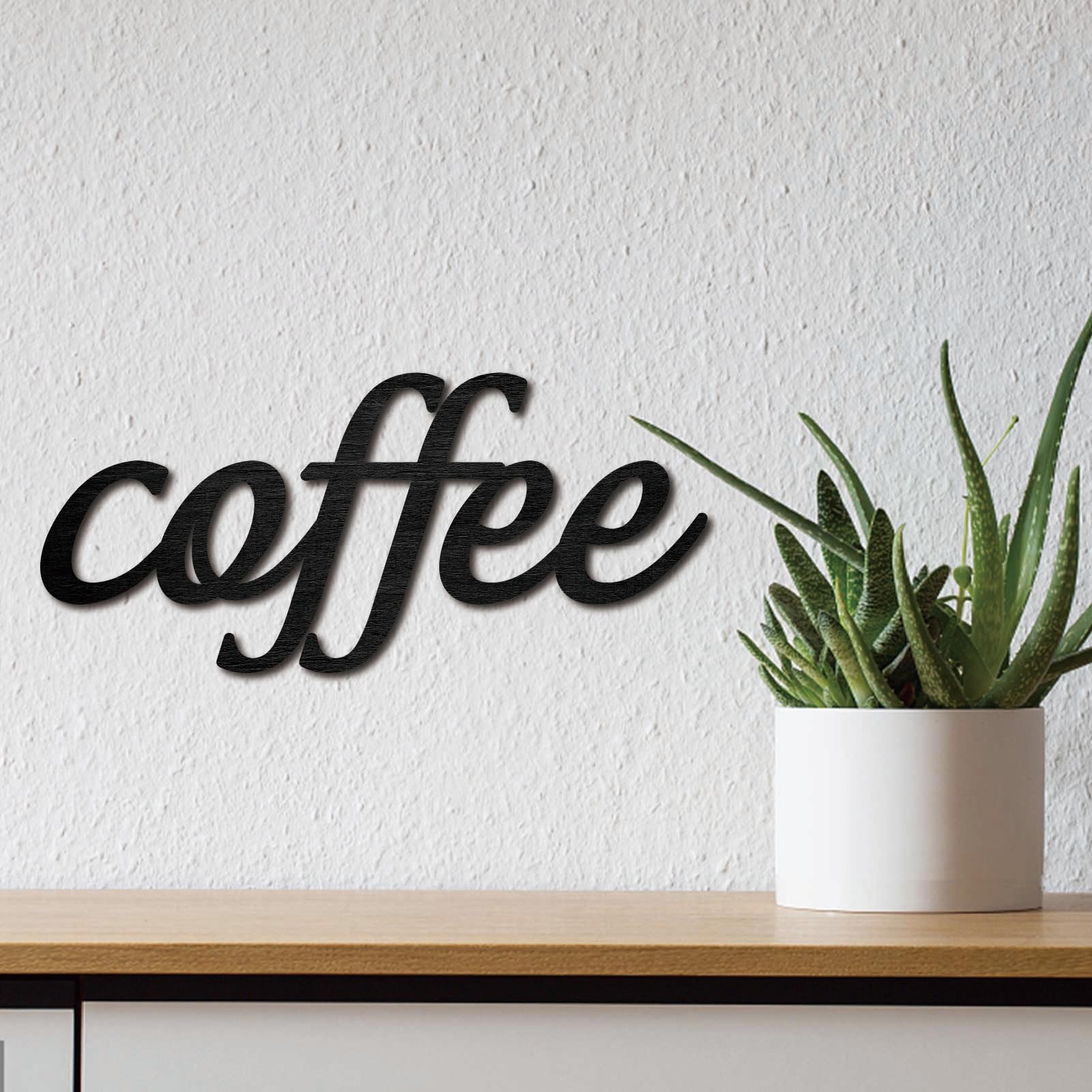 CREATCABIN Letrero Recortado Palabra Café Letrero Madera Cortado Láser Decoración Pared Letreros Madera Sin Terminar Arte Pared Tilo Escultura Colgante Decoración Manualidades Granja Cocina 30x13.5cm