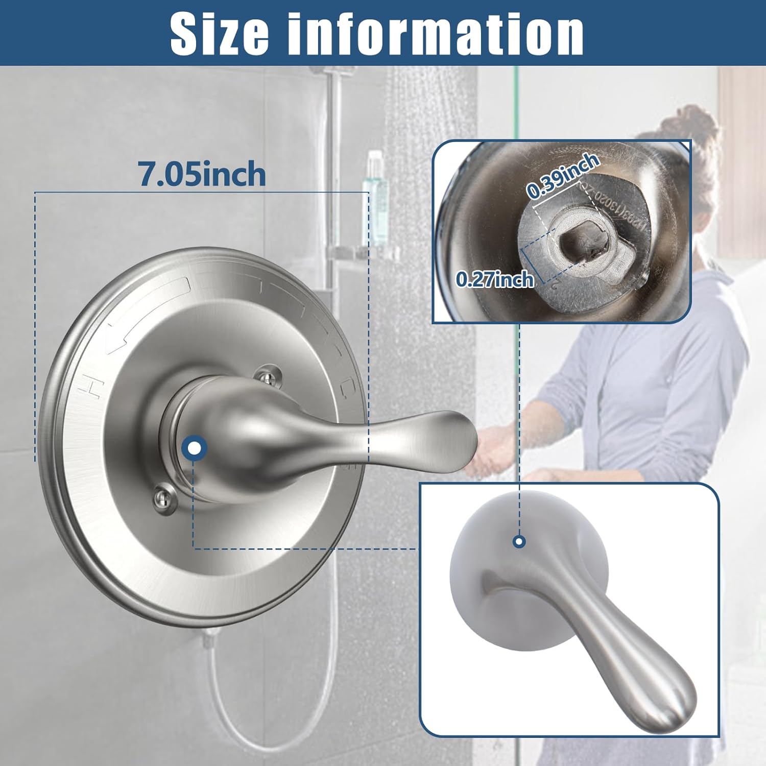 T13020-SS Brushed Nickel Shower Handle Replacement for Delta Classic 13/14 Series Single-Function Handle Trim Kit, Compatible with Shower Valve R10000 Series (RP46074 Included)