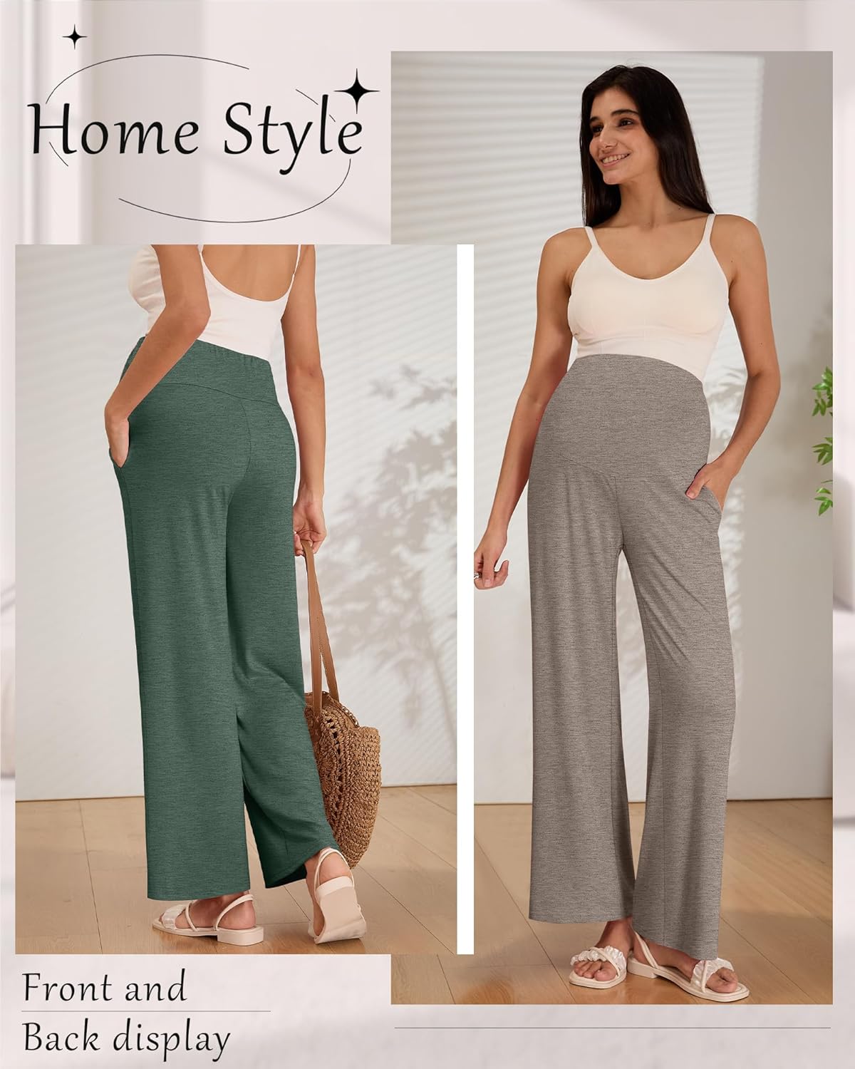 3 Pack Women's Maternity Pants Loose Wide Leg Pregnancy Sweatpants Over The Belly Lounge Pants Pajama with Pockets - Image 4