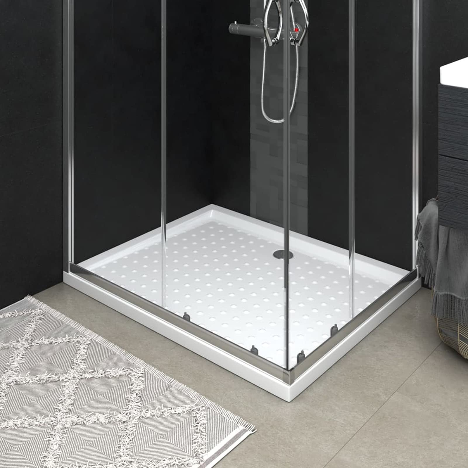 ShGaxin Plato de Ducha con Puntos, Cabina De Ducha, Borde Plato Ducha, Mampara Plato De Ducha, Antideslizante Ducha, ABS Blanco 80x100x4 cm