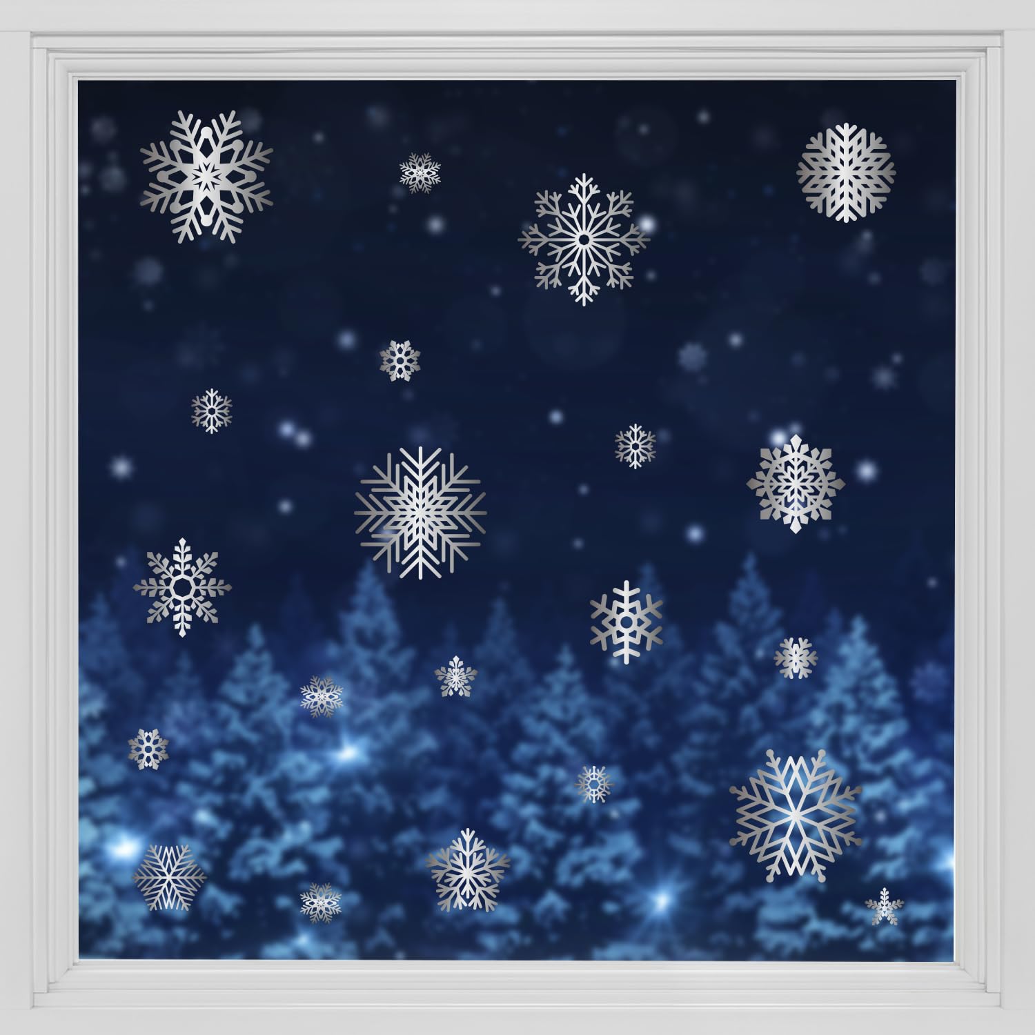 Autocollants de fenêtre flocon de neige argenté double face pour décoration vitre
