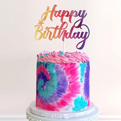 Miniatura 5 de Decoración para tartas de cumpleaños de teñido anudado para fiesta de carnaval, suministros de decoración para niños y niñas