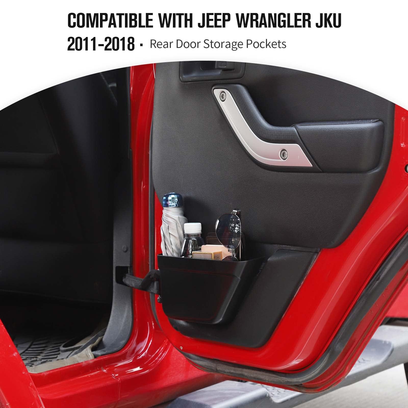 Tasca portaoggetti per Porta Posteriore Tasca Organizer per Jeep Wrangler JK 4 Porte 2011-2018, Sostituzione Rete Porta, Accessori Interni, Nero